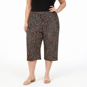 Susan Graver Pants Size 2X Liquid Knit Wide Leg Crop Paisley